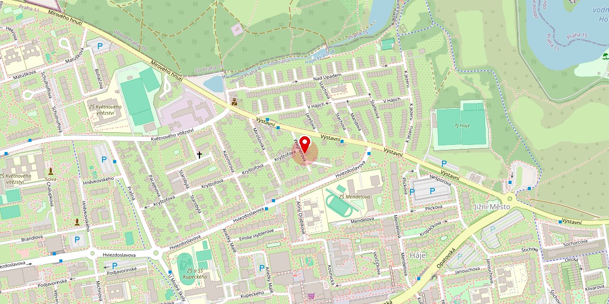 Mapa s vyznačenou polohou provozovny: Wagnerova 138/4, 149 00 Praha 11 – Háje